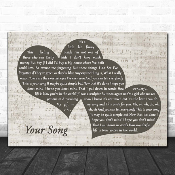 Ellie Goulding Your Song Landscape Music Script Two Hearts Song Lyric Print