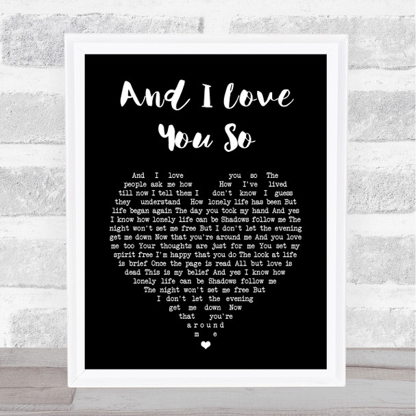 Elvis Presley And I Love You So Black Heart Song Lyric Print