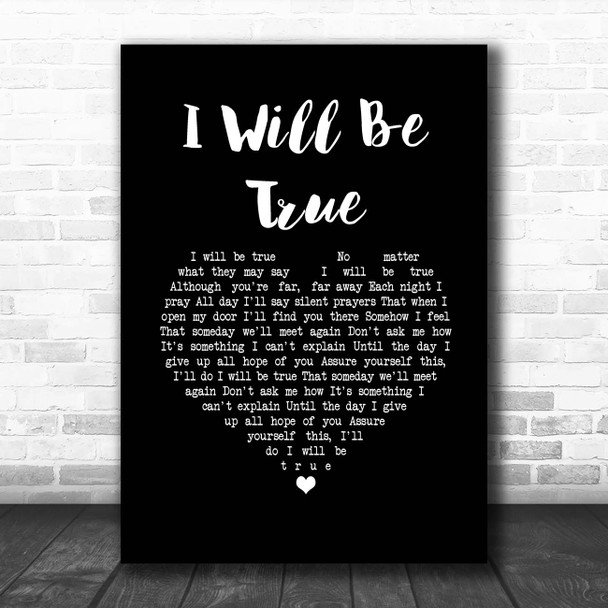 Elvis Presley I Will Be True Black Heart Song Lyric Print