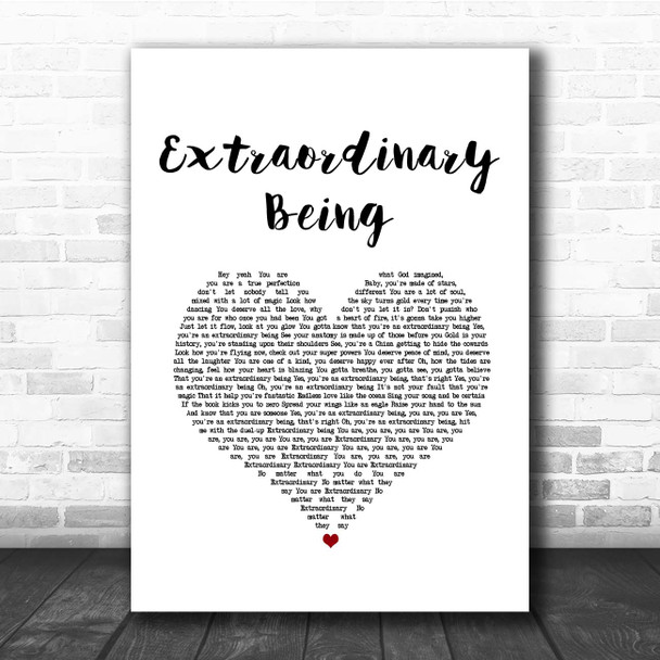 Emeli Sandé Extraordinary Being White Heart Song Lyric Print