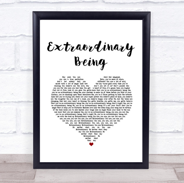 Emeli Sandé Extraordinary Being White Heart Song Lyric Print