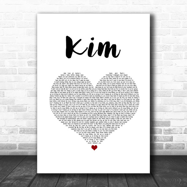 Eminem Kim White Heart Song Lyric Print