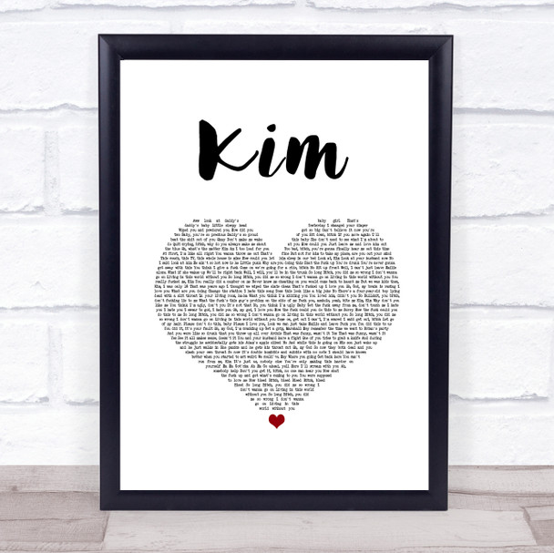 Eminem Kim White Heart Song Lyric Print