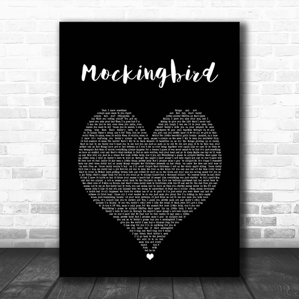 Eminem Mockingbird Black Heart Song Lyric Print