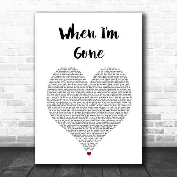 Eminem When I'm Gone White Heart Song Lyric Print