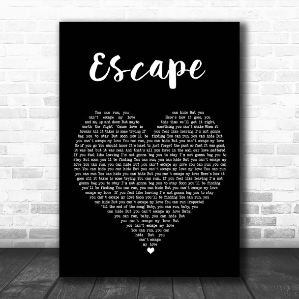 Enrique Iglesias Escape Black Heart Song Lyric Print