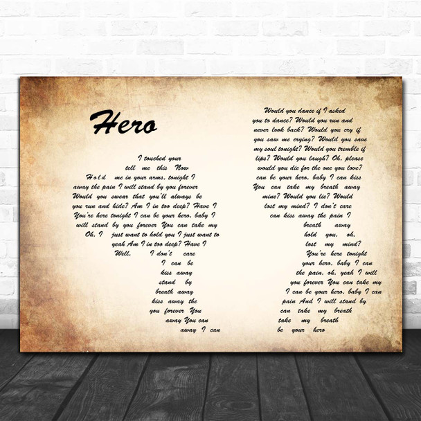 Enrique Iglesias Hero Man Lady Couple Song Lyric Print