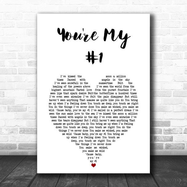 Enrique Iglesias You're My #1 White Heart Song Lyric Print