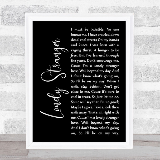 Eric Clapton Lonely Stranger Black Script Song Lyric Print