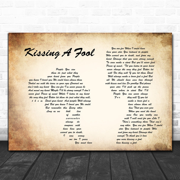 George Michael Kissing A Fool Man Lady Couple Song Lyric Music Wall Art Print