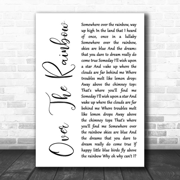 Eva Cassidy Over The Rainbow White Script Song Lyric Print