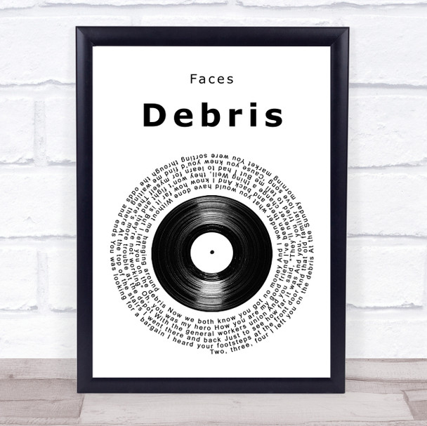 Faces Debris Vinyl Record Song Lyric Print