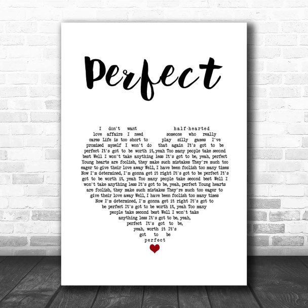 Fairground Attraction Perfect White Heart Song Lyric Print