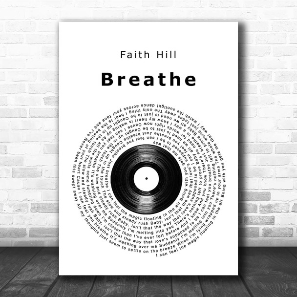 Faith Hill Breathe Vinyl Record Song Lyric Print