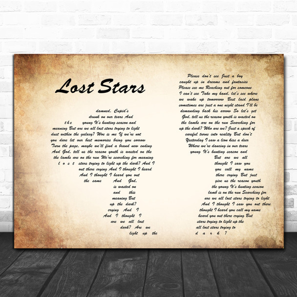 Adam Levine Lost Stars Man Lady Couple Song Lyric Music Wall Art Print