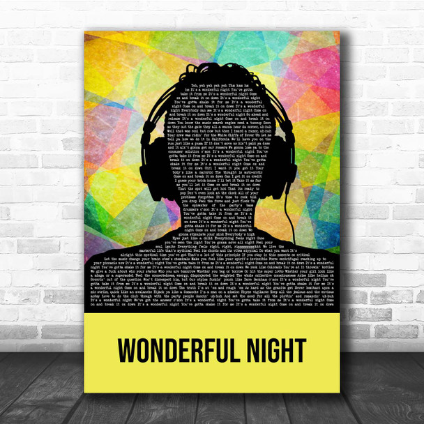 Fatboy Slim Wonderful Night Multicolour Man Headphones Song Lyric Print