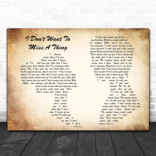 Aerosmith I Don't Want To Miss A Thing Man Lady Couple Song Lyric Music Wall Art Print