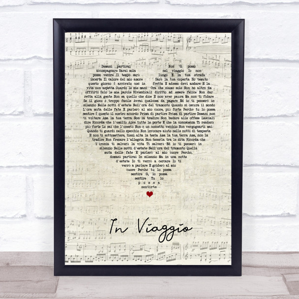 Fiorella Mannoia In viaggio Script Heart Song Lyric Print