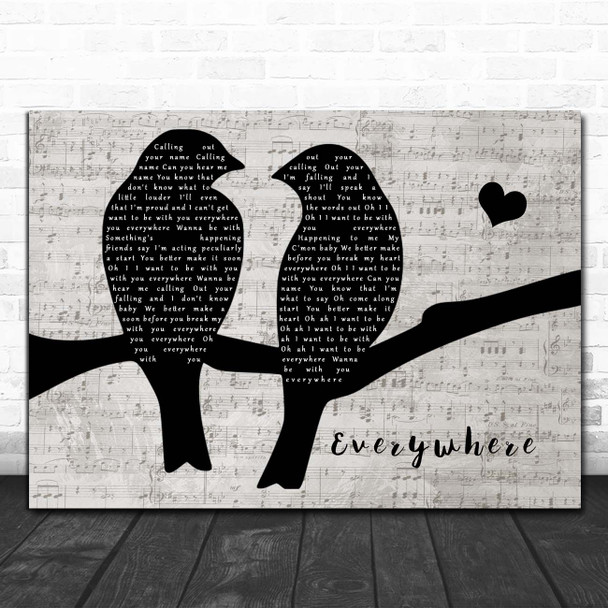 Fleetwood Mac Everywhere Lovebirds Music Script Song Lyric Print