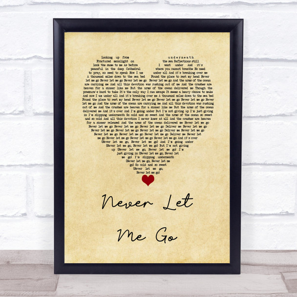 Florence + The Machine Never Let Me Go Vintage Heart Song Lyric Print