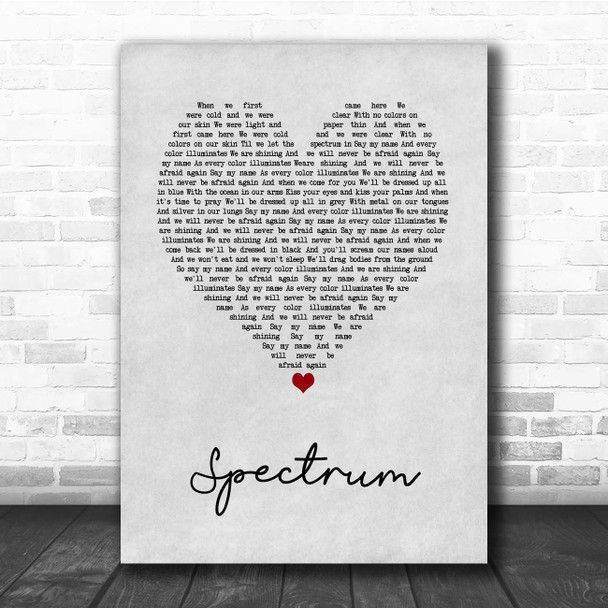 Florence + The Machine Spectrum Grey Heart Song Lyric Print
