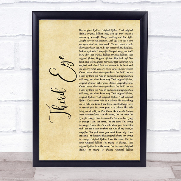 Florence + The Machine Third Eye Rustic Script Song Lyric Print