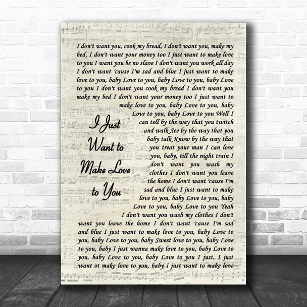 Foghat I Just Want to Make Love to You Vintage Script Song Lyric Print