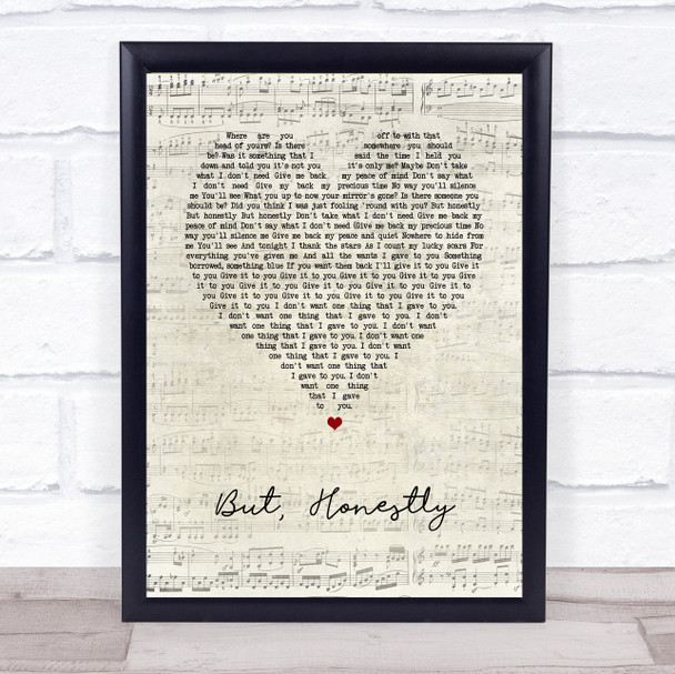 Foo Fighters But, Honestly Script Heart Song Lyric Print
