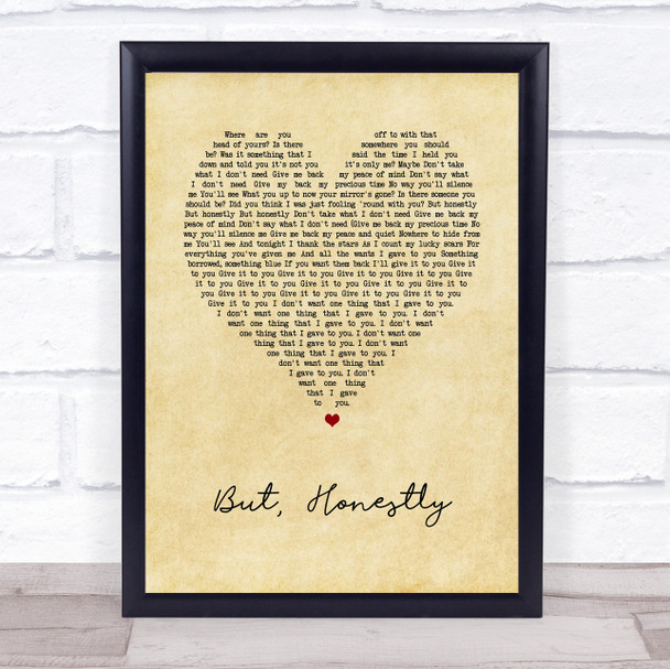 Foo Fighters But, Honestly Vintage Heart Song Lyric Print