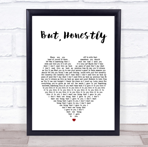 Foo Fighters But, Honestly White Heart Song Lyric Print