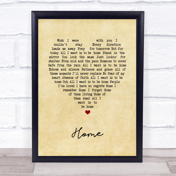 Foo Fighters Home Vintage Heart Song Lyric Print