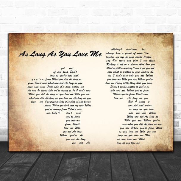 Backstreet Boys As Long As You Love Me Man Lady Couple Song Lyric Music Wall Art Print