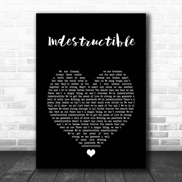 Four Tops Indestructible Black Heart Song Lyric Print