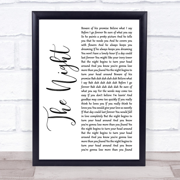 Frankie Valli & The Four Seasons The Night White Script Song Lyric Print