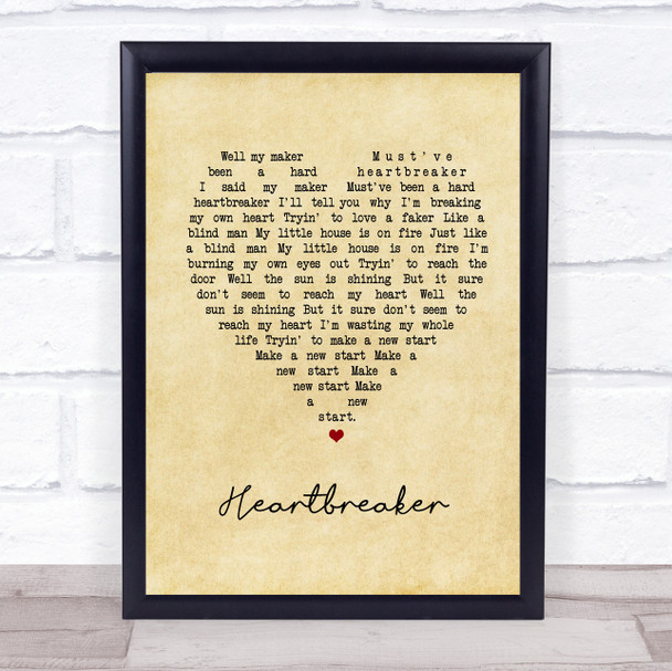 Free Heartbreaker Vintage Heart Song Lyric Print