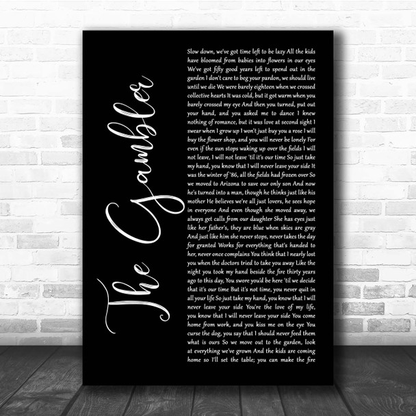 Fun. The Gambler Black Script Song Lyric Print