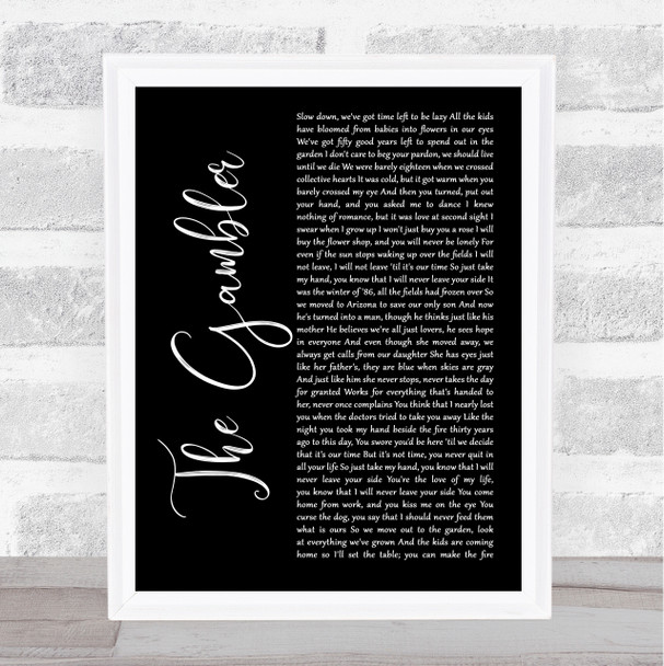 Fun. The Gambler Black Script Song Lyric Print