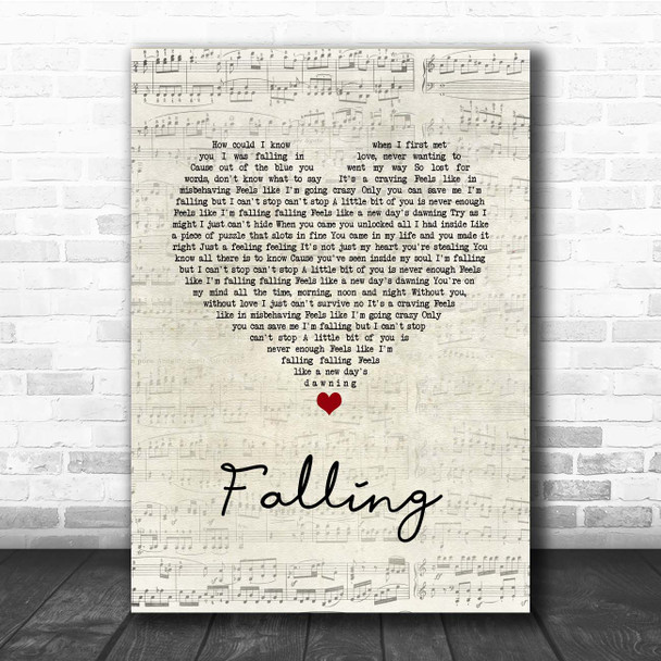 Gabrielle Falling Script Heart Song Lyric Print