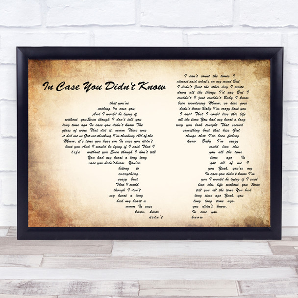Brett Young In Case You Didn't Know Man Lady Couple Song Lyric Music Wall Art Print