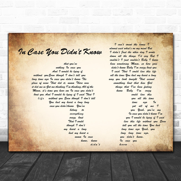 Brett Young In Case You Didn't Know Man Lady Couple Song Lyric Music Wall Art Print