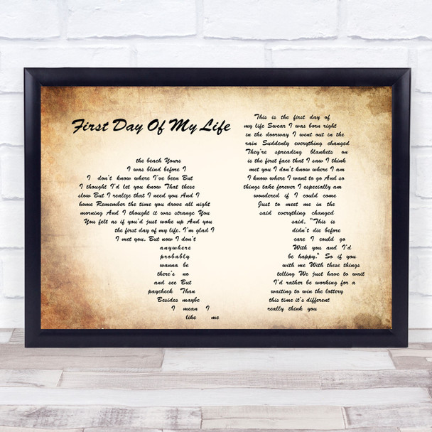 Bright Eyes First Day Of My Life Man Lady Couple Song Lyric Music Wall Art Print