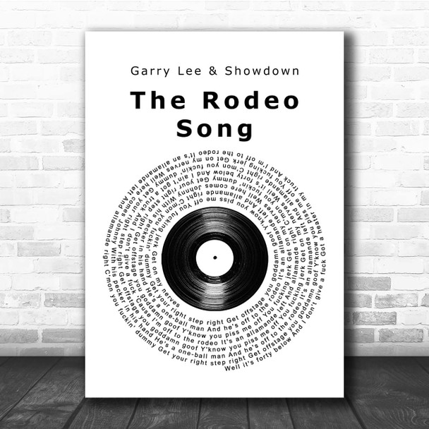 Garry Lee & Showdown The Rodeo Song Vinyl Record Song Lyric Print