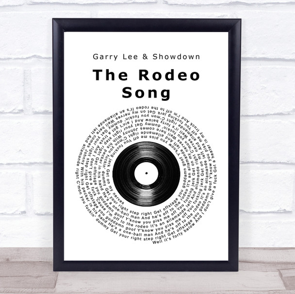 Garry Lee & Showdown The Rodeo Song Vinyl Record Song Lyric Print