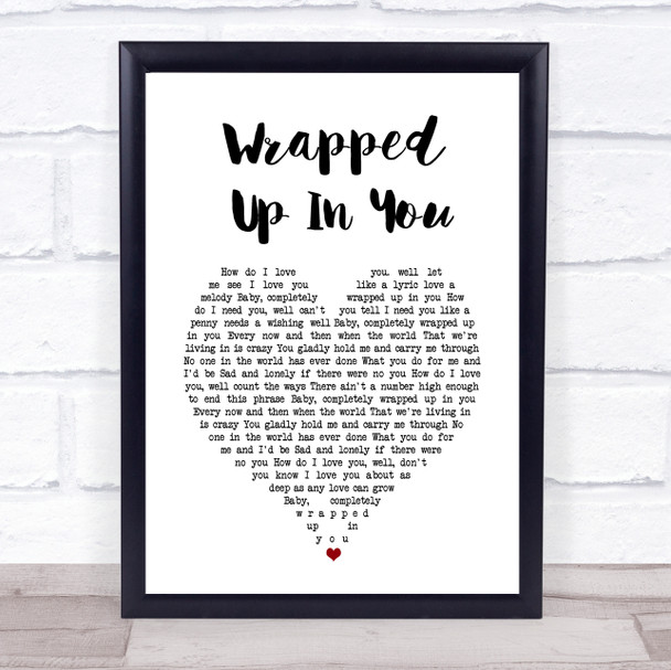 Garth Brooks Wrapped Up In You White Heart Song Lyric Print