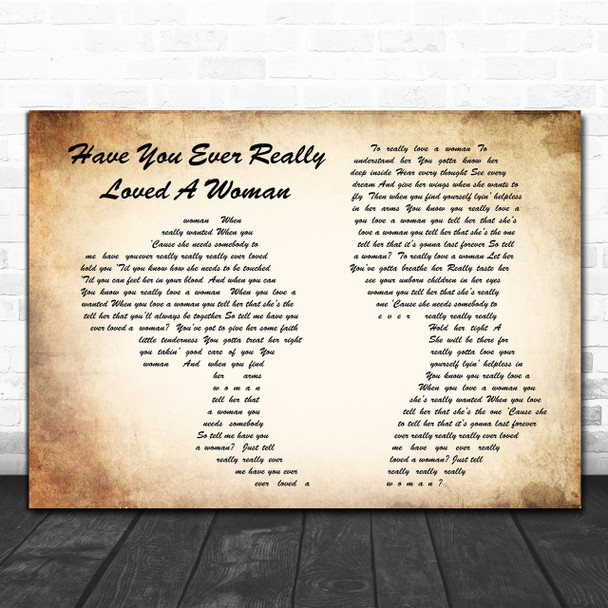 Bryan Adams Have You Ever Really Loved A Woman Man Lady Couple Song Lyric Music Wall Art Print
