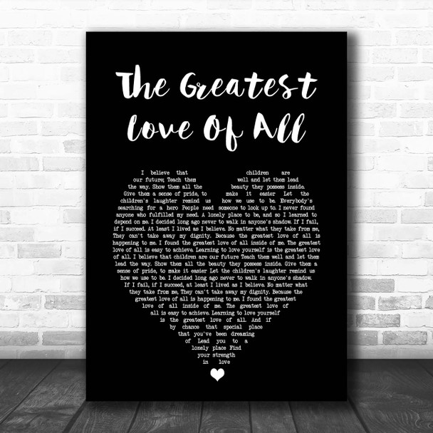 George Benson The Greatest Love Of All Black Heart Song Lyric Print