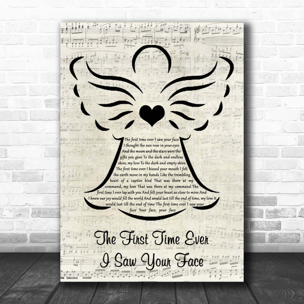 George Michael The First Time Ever I Saw Your Face Music Script Angel Song Lyric Print