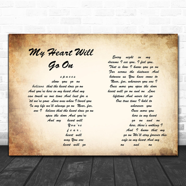 Celine Dion My Heart Will Go On Man Lady Couple Song Lyric Music Wall Art Print