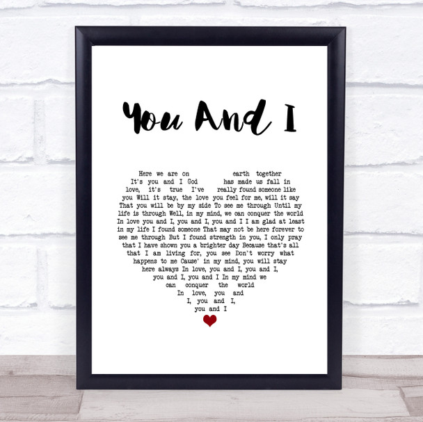 George Michael You And I White Heart Song Lyric Print
