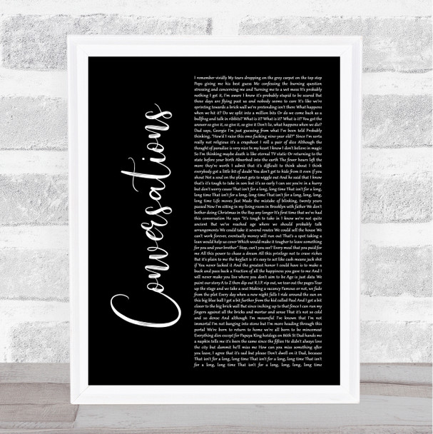 George Watsky Conversations Black Script Song Lyric Print